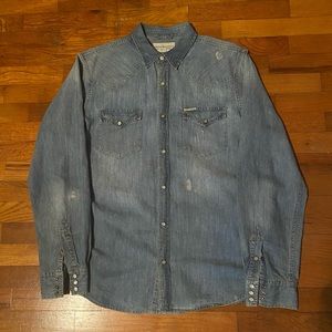 Denim and Supply Ralph Lauren Distressed Western Style Denim Shirt XL *Mint*